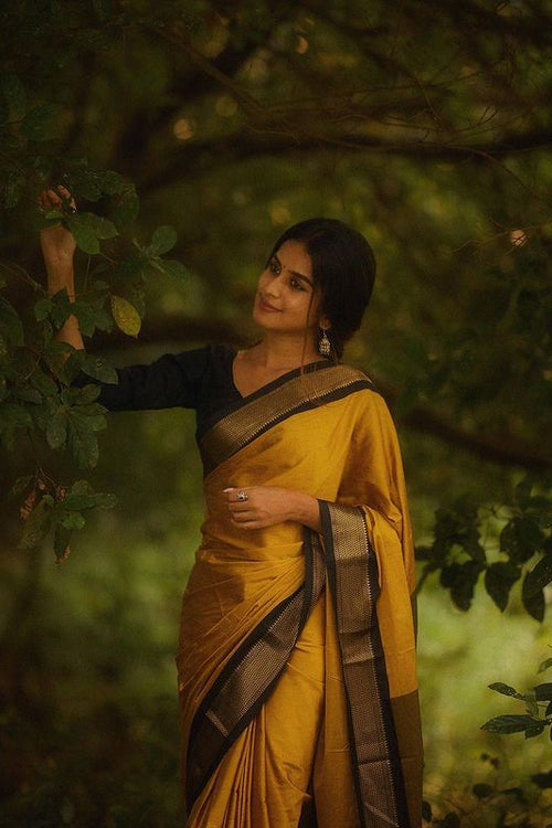 Load image into Gallery viewer, Lovely Yellow Soft Banarasi Silk Saree With Gleaming Blouse Piece
