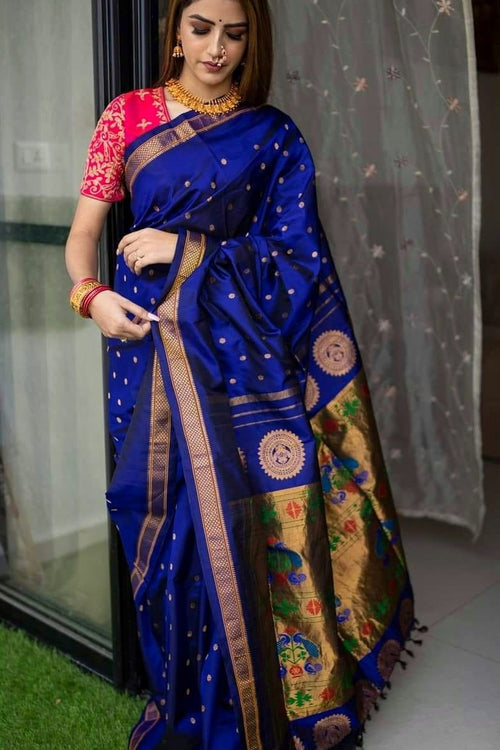 Royal Blue Chanderi Cotton Silk Saree – ShopBollyWear.Com