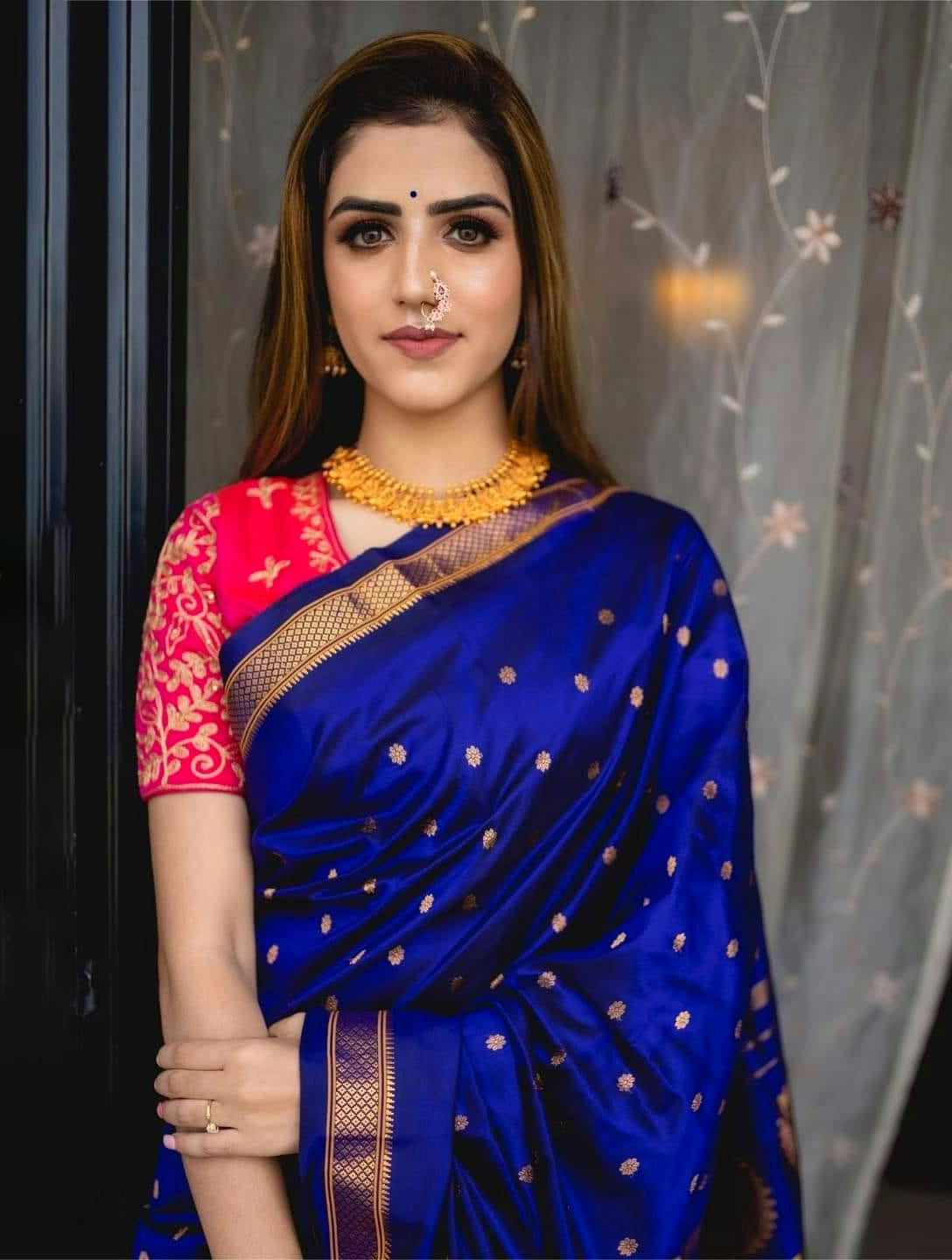 RenuDadlani :: Royal Blue Parsi Gara saree