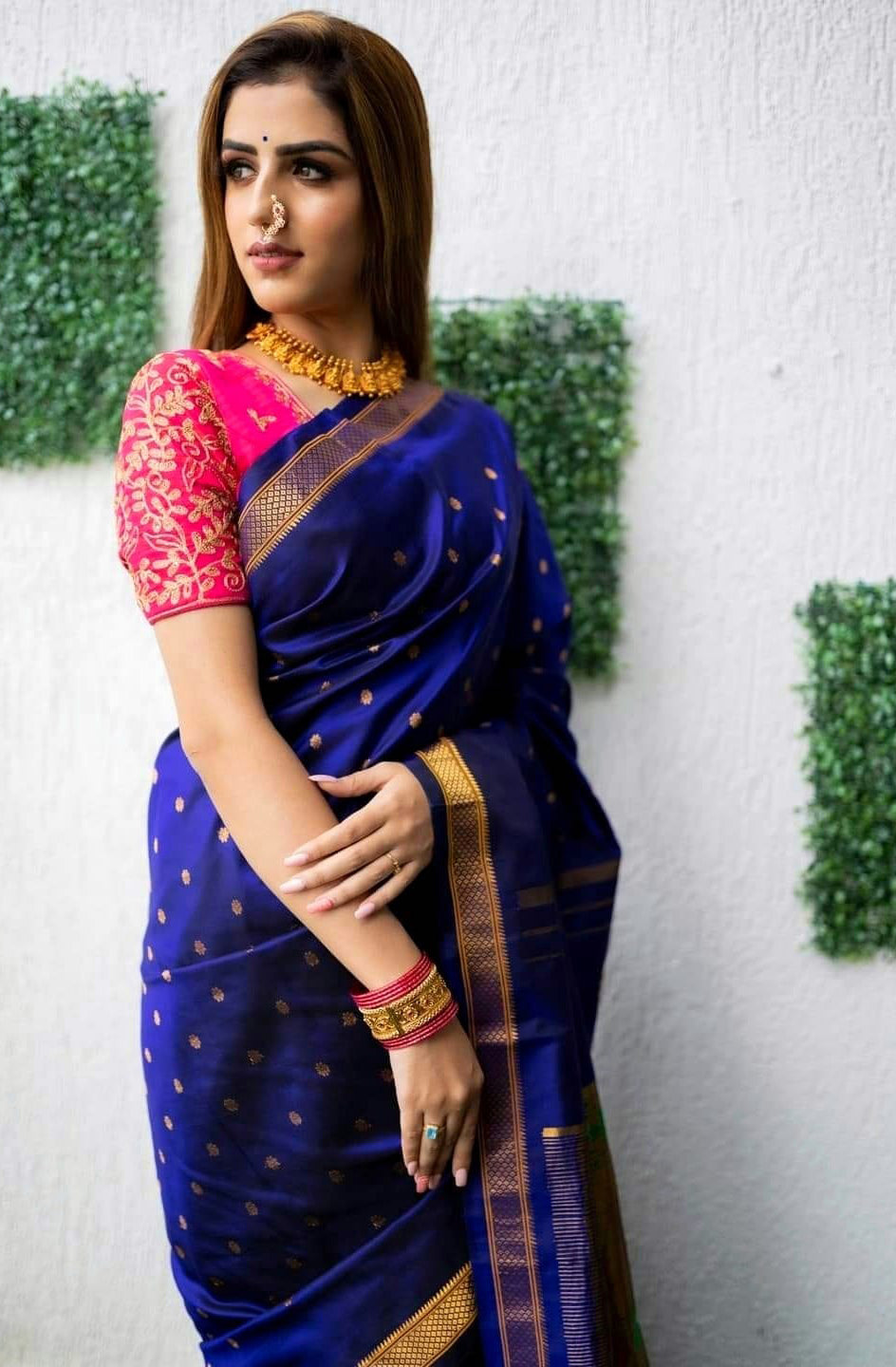 Designer Royal Blue Paithani Silk Saree With Flameboyant Blouse Piece –  LajreeDesigner