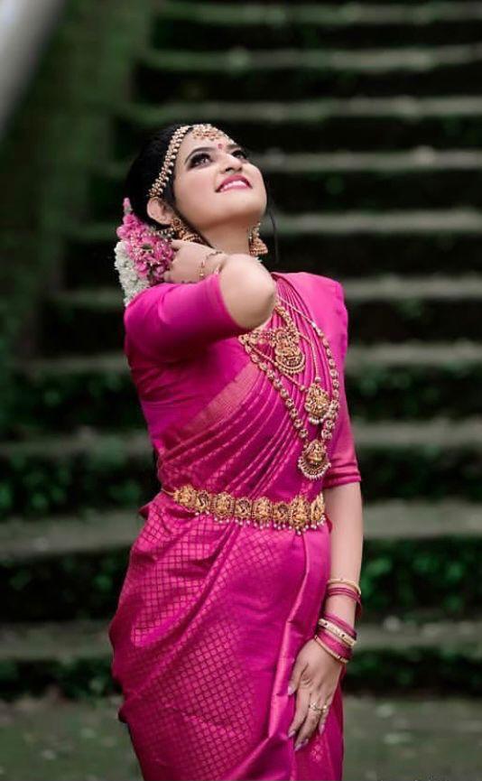 Dark pink bridal outlet saree