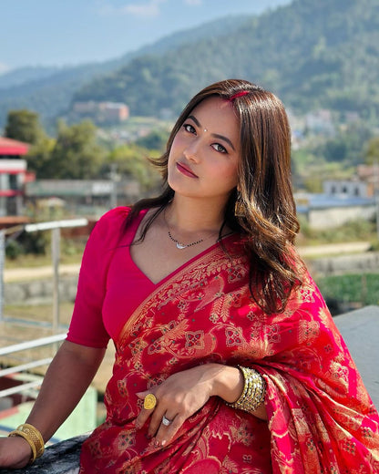 Flattering Dark Pink Soft Silk Saree With Majesty Blouse Piece