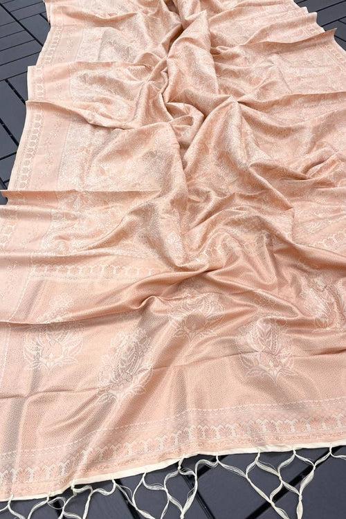 Load image into Gallery viewer, Enchanting Beige Kanjivaram Silk Saree With Whimsical Blouse Piece
