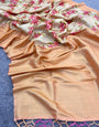 Sophisticated Beige Digital Printed Soft Silk Saree With Designer Blouse Piece