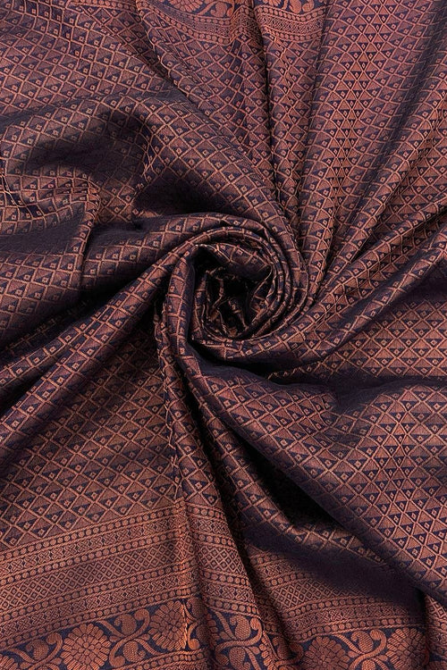 Load image into Gallery viewer, Beautiful Navy Blue Kanjivaram Silk Saree with Pleasant Blouse Piece
