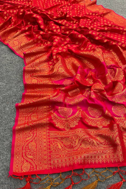 Load image into Gallery viewer, Conflate Red Soft Banarasi Silk Saree With Lissome Blouse Piece
