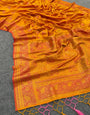 Fairytale Yellow Soft Banarasi Silk Saree With Angelic Blouse Piece