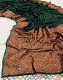 Flameboyant Dark Green Soft Banarasi Silk Saree With Exceptional Blouse Piece