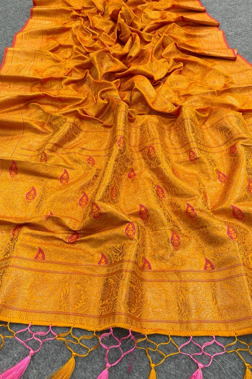 Load image into Gallery viewer, Supernal Mustard Kanjivaram Silk Saree With Panache Blouse Piece
