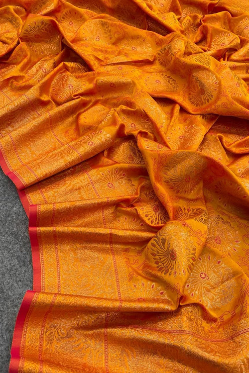 Load image into Gallery viewer, Supernal Mustard Kanjivaram Silk Saree With Panache Blouse Piece
