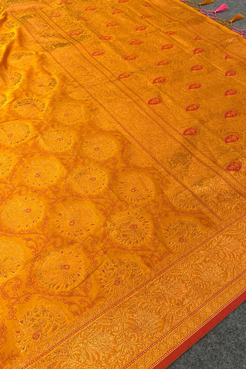 Load image into Gallery viewer, Supernal Mustard Kanjivaram Silk Saree With Panache Blouse Piece
