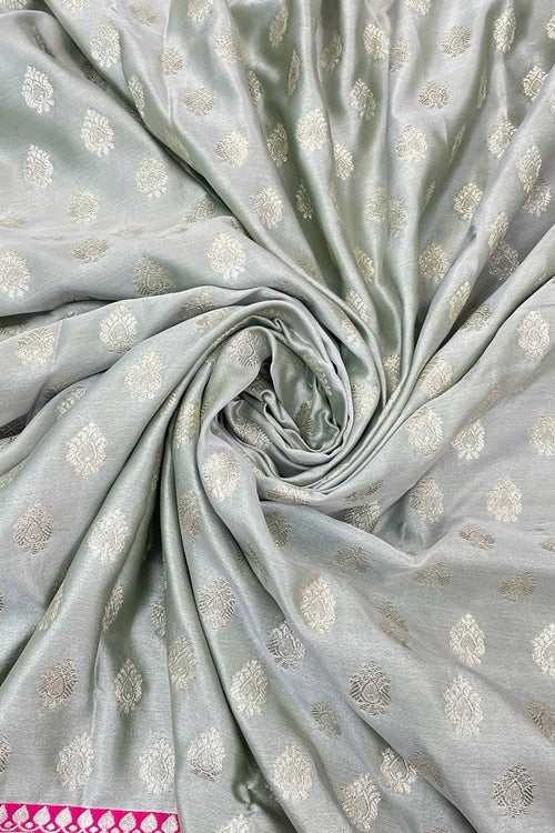 Load image into Gallery viewer, Demesne Grey Soft Banarasi Silk Saree With Lassitude Blouse Piece
