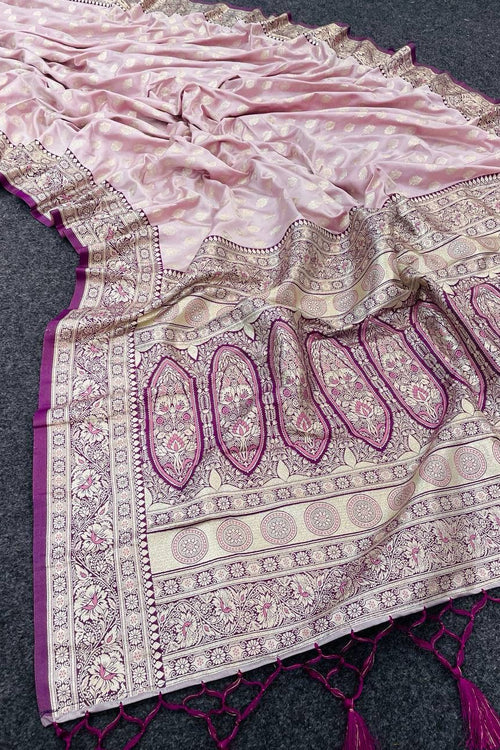 Load image into Gallery viewer, Dissemble Pink Soft Banarasi Silk Saree With Angelic Blouse Piece
