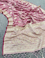 Symmetrical Pink Soft Banarasi Silk Saree With Winsome Blouse Piece