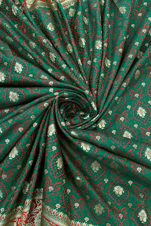 Load image into Gallery viewer, Murmurous Dark Green Soft Banarasi Silk Saree With Resplendent Blouse Piece
