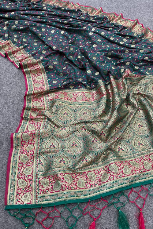 Load image into Gallery viewer, Bewitching Rama Soft Banarasi Silk Saree With Sonorous Blouse Piece
