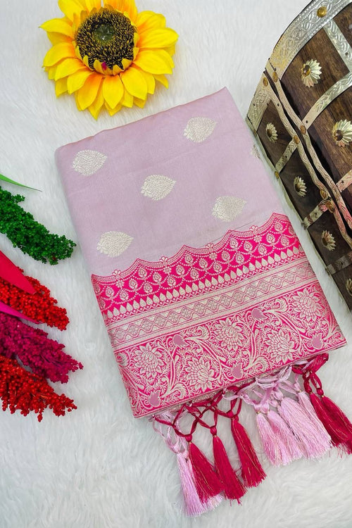 Load image into Gallery viewer, Tempting Baby Pink Soft Banarasi Silk Saree With Charismatic Blouse Piece
