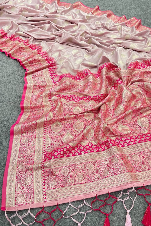 Load image into Gallery viewer, Tempting Baby Pink Soft Banarasi Silk Saree With Charismatic Blouse Piece
