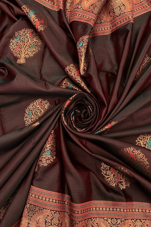 Load image into Gallery viewer, Imbrication Brown Soft Banarasi Silk Saree With Enthralling Blouse Piece
