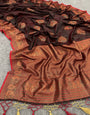 Imbrication Brown Soft Banarasi Silk Saree With Enthralling Blouse Piece