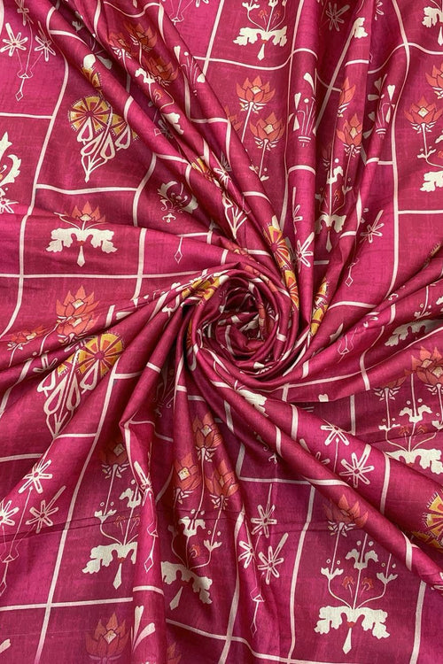 Load image into Gallery viewer, Entrancing Dark Pink Digital Printed Dola Silk Saree With Allure Blouse Piece
