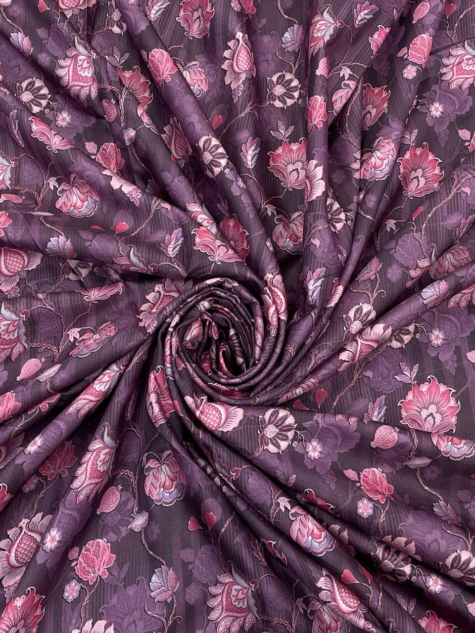 Magnificat Purple Digital Printed Dola Silk Saree With Ornate Blouse Piece