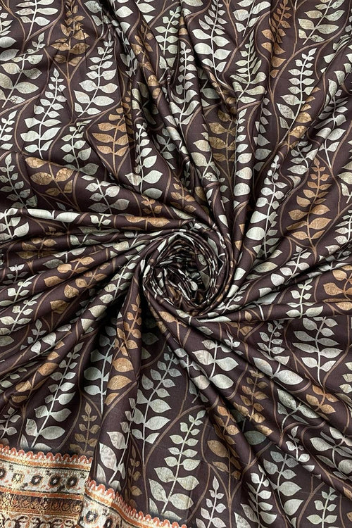 Load image into Gallery viewer, Splendiferous Brown Digital Printed Dola Silk Saree With Radiant Blouse Piece
