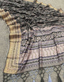 Ebullience Grey Digital Printed Dola Silk Saree With Lustrous Blouse Piece