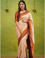 Imaginative Beige Soft Banarasi Silk Saree With Incomparable Blouse Piece