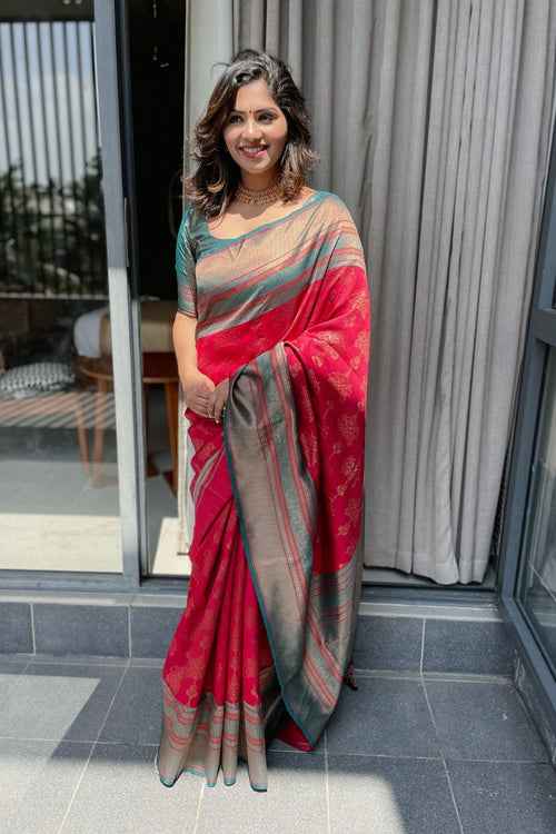 Load image into Gallery viewer, Incredible Maroon Soft Banarasi Silk Saree With Glorious Blouse Piece
