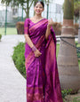 Amazing Purple Soft Banarasi Silk Saree With Sizzling Blouse Piece