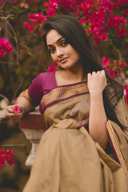 Load image into Gallery viewer, Gorgeous Dark Beige Soft Banarasi Silk Saree With Sensational Blouse Piece
