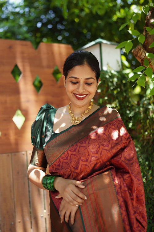 Load image into Gallery viewer, Gleaming Maroon Soft Silk Saree With Charming Blouse Piece
