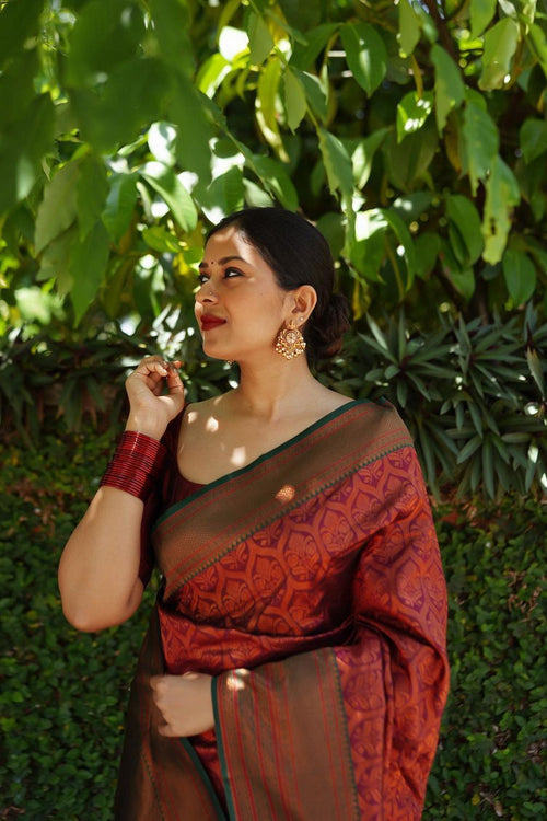 Load image into Gallery viewer, Gleaming Maroon Soft Silk Saree With Charming Blouse Piece
