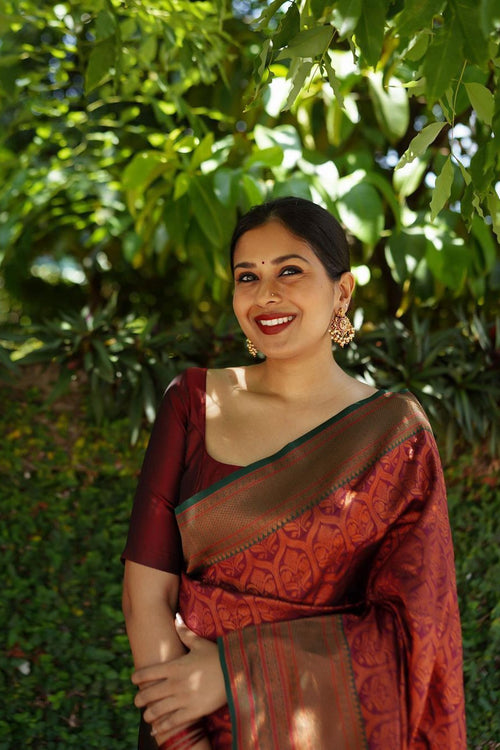 Load image into Gallery viewer, Gleaming Maroon Soft Silk Saree With Charming Blouse Piece
