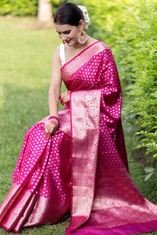 Load image into Gallery viewer, Attractive Dark Pink Soft Silk Saree With Classy Blouse Piece
