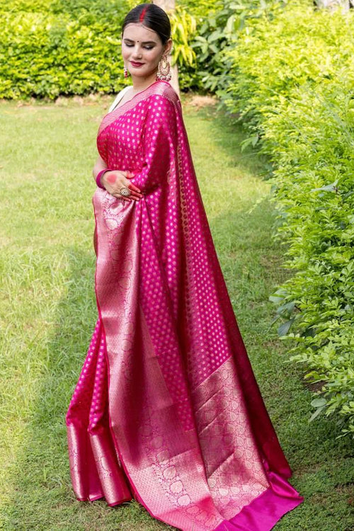 Load image into Gallery viewer, Attractive Dark Pink Soft Silk Saree With Classy Blouse Piece
