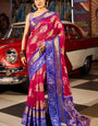 Classy Dark Pink Patola Silk Saree with Marvellous Blouse Piece