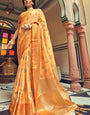 Sensational Orange Soft Banarasi Silk Saree With Phenomenal Blouse Piece