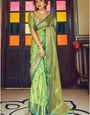 Scintilla Pista Soft Banarasi Silk Saree With Majesty Blouse Piece