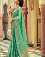 Scintilla Sea Green Soft Banarasi Silk Saree With Fancifull Blouse Piece