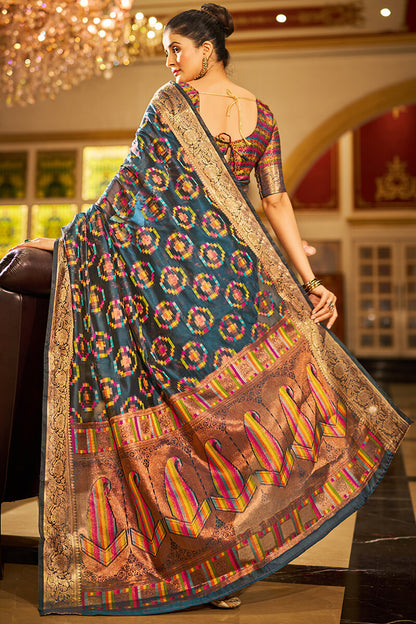 Super Classy Blue Organza Silk Saree With Diaphanous Blouse Piece