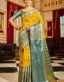 Nemesis Yellow Soft Banarasi Silk Saree With Delectable Blouse Piece