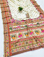 Majesty Beige Nylon Dola Pashmina Saree With Innovative Blouse Piece
