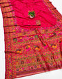 Winsome Dark Pink Nylon Dola Pashmina Saree With Evanescent Blouse Piece