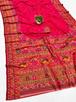 Winsome Dark Pink Nylon Dola Pashmina Saree With Evanescent Blouse Piece