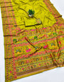 Ethnic Mehandi Nylon Dola Pashmina Saree With Quixotic Blouse Piece