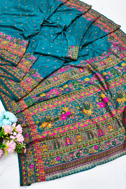 Load image into Gallery viewer, Pretty Rama Nylon Dola Pashmina Saree With Piquant Blouse Piece
