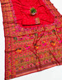 Improbable Red Nylon Dola Pashmina Saree With Sonorous Blouse Piece