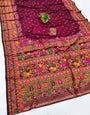 Charismatic Wine Nylon Dola Pashmina Saree With Incredible Blouse Piece